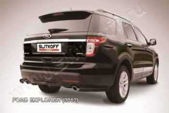 7 699 р. Защита заднего бампера из уголков d76 Slitkoff  Ford Explorer  U502 (2010-2016) дорестайлинг (Цвет: серебристый)  с доставкой в г. Санкт‑Петербург. Увеличить фотографию 1