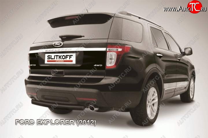 7 699 р. Защита заднего бампера d76 Slitkoff  Ford Explorer  U502 (2010-2016) дорестайлинг (Цвет: серебристый)  с доставкой в г. Санкт‑Петербург