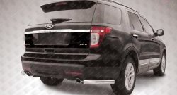 Защита заднего бампера из двух боковых уголков диаметром 76 мм Slitkoff Ford Explorer U502 дорестайлинг (2010-2016)