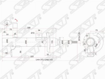 Правый амортизатор передний SAT Mazda 2/Demio DY дорестайлинг (2002-2005)