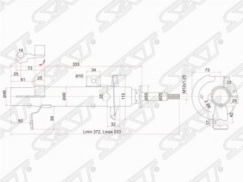 Левый амортизатор передний SAT Mazda 2/Demio DY дорестайлинг (2002-2005)