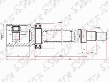 5 249 р. Шрус SAT (внутренний/правый) Ford Fusion 1 хэтчбэк дорестайлинг (2002-2005)  с доставкой в г. Санкт‑Петербург. Увеличить фотографию 1