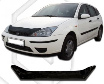 1 799 р. Дефлектор капота CA-Plastic  Ford Focus  1 (1998-2005) (Classic черный, Без надписи)  с доставкой в г. Санкт‑Петербург. Увеличить фотографию 1