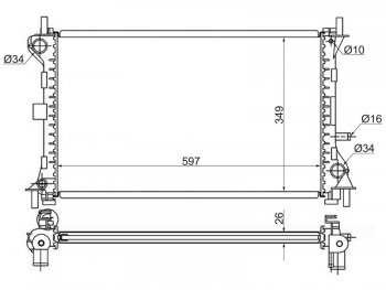 Радиатор двигателя SAT (пластинчатый, 1.6 / 1.8 / 2.0, МКПП/АКПП) Ford Focus 1 седан дорестайлинг (1998-2002)