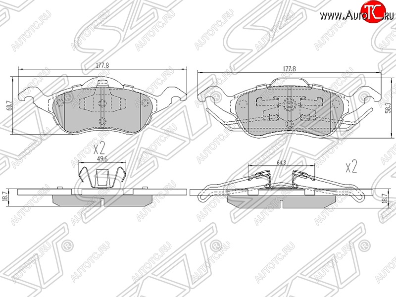 1 689 р. Колодки тормозные SAT (передние)  Ford Focus  1 (1998-2005) седан дорестайлинг, универсал дорестайлинг, хэтчбэк 3 дв. дорестайлинг, хэтчбэк 5 дв. дорестайлинг, седан рестайлинг, универсал рестайлинг, хэтчбэк 3 дв. рестайлинг, хэтчбэк 5 дв. рестайлинг  с доставкой в г. Санкт‑Петербург