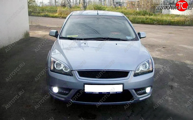 569 р. Реснички на фары KURAJ (узкие)  Ford Focus  2 (2004-2008)  седан дорестайлинг, универсал дорестайлинг, хэтчбэк 3 дв. дорестайлинг, хэтчбэк 5 дв. дорестайлинг (Неокрашенные)  с доставкой в г. Санкт‑Петербург