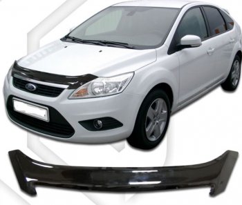 1 799 р. Дефлектор капота CA-Plastiс  Ford Focus  2 (2007-2011) (Classic черный, Без надписи)  с доставкой в г. Санкт‑Петербург. Увеличить фотографию 1