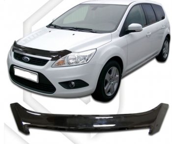 2 599 р. Дефлектор капота CA-Plastic  Ford Focus  2 (2007-2011) (Classic черный, Без надписи)  с доставкой в г. Санкт‑Петербург. Увеличить фотографию 1