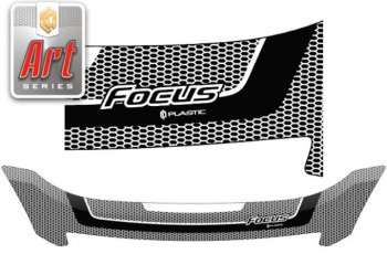 2 059 р. Дефлектор капота CA-Plastiс  Ford Focus  2 (2007-2011) (Серия Art графит)  с доставкой в г. Санкт‑Петербург. Увеличить фотографию 1