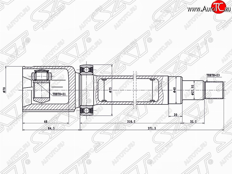 4 849 р. Шрус SAT (внутренний, 21*23*40 мм)  Ford Fusion  1 (2002-2012) хэтчбэк дорестайлинг,  рестайлинг, хэтчбэк  с доставкой в г. Санкт‑Петербург