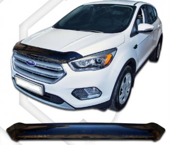 2 699 р. Дефлектор капота CA-Plastic  Ford Kuga  2 (2016-2019) (Classic черный, Без надписи)  с доставкой в г. Санкт‑Петербург. Увеличить фотографию 1