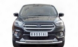 22 949 р. Защита переднего бампера (2 трубыØ63 и 75х42 мм, нержавейка) Russtal Ford Kuga 2 рестайлинг (2016-2019)  с доставкой в г. Санкт‑Петербург. Увеличить фотографию 1