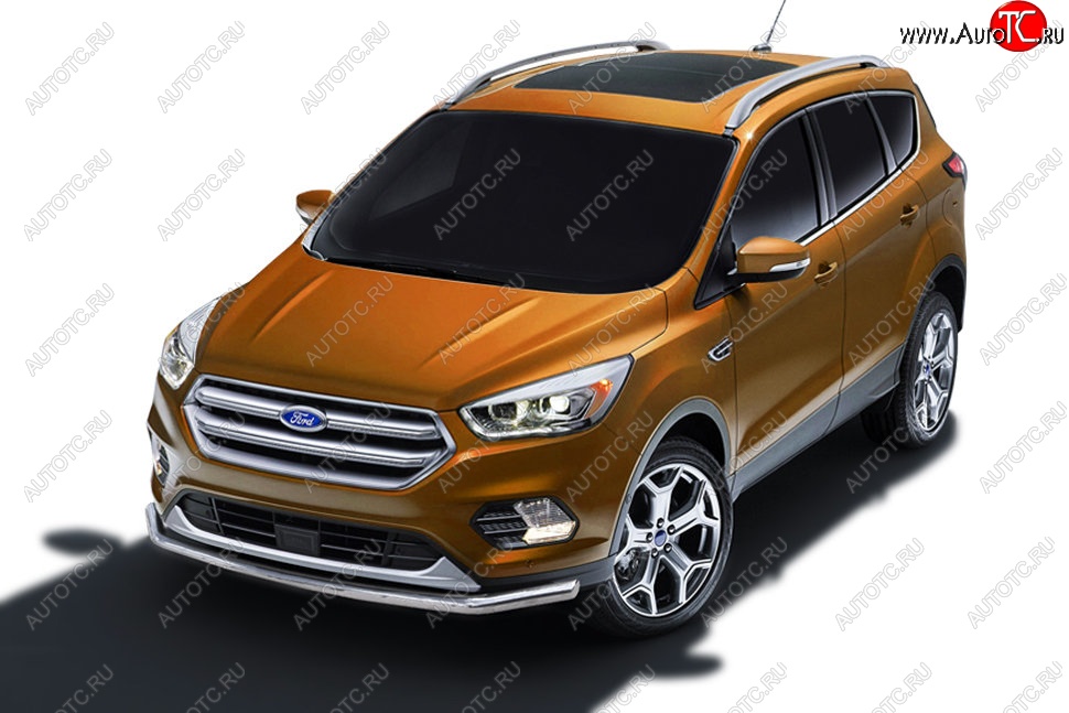 8 649 р. Защита заднего бампера Slitkoff (d57)  Ford Kuga  2 (2016-2019) рестайлинг (Нержавейка, Полированная)  с доставкой в г. Санкт‑Петербург