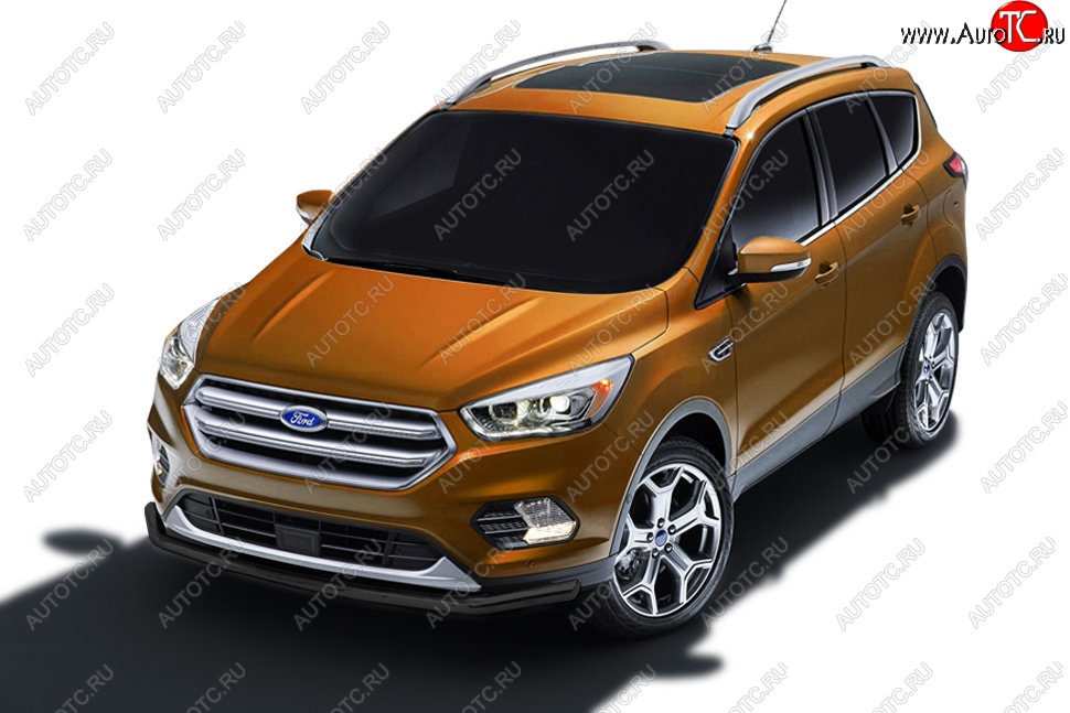 5 999 р. Защита заднего бампера Slitkoff (d57)  Ford Kuga  2 (2016-2019) рестайлинг (Сталь с полимерным покрытием. Цвет: чёрный)  с доставкой в г. Санкт‑Петербург