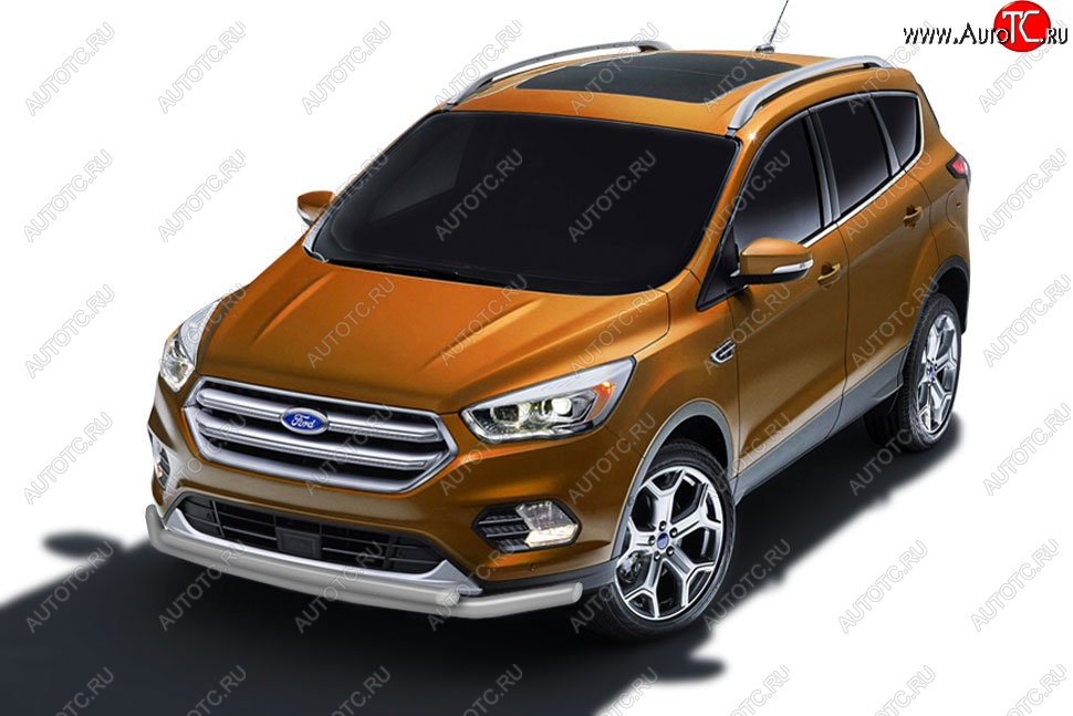 6 999 р. Защита заднего бампера Slitkoff (двойная, d57/42)  Ford Kuga  2 (2016-2019) рестайлинг (Сталь с полимерным покрытием. Цвет: серебристый)  с доставкой в г. Санкт‑Петербург