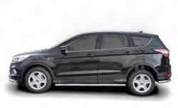 Порожки для ног (труба Ø120х60, овал с проступью) Russtal Ford Kuga 2 рестайлинг (2016-2019)