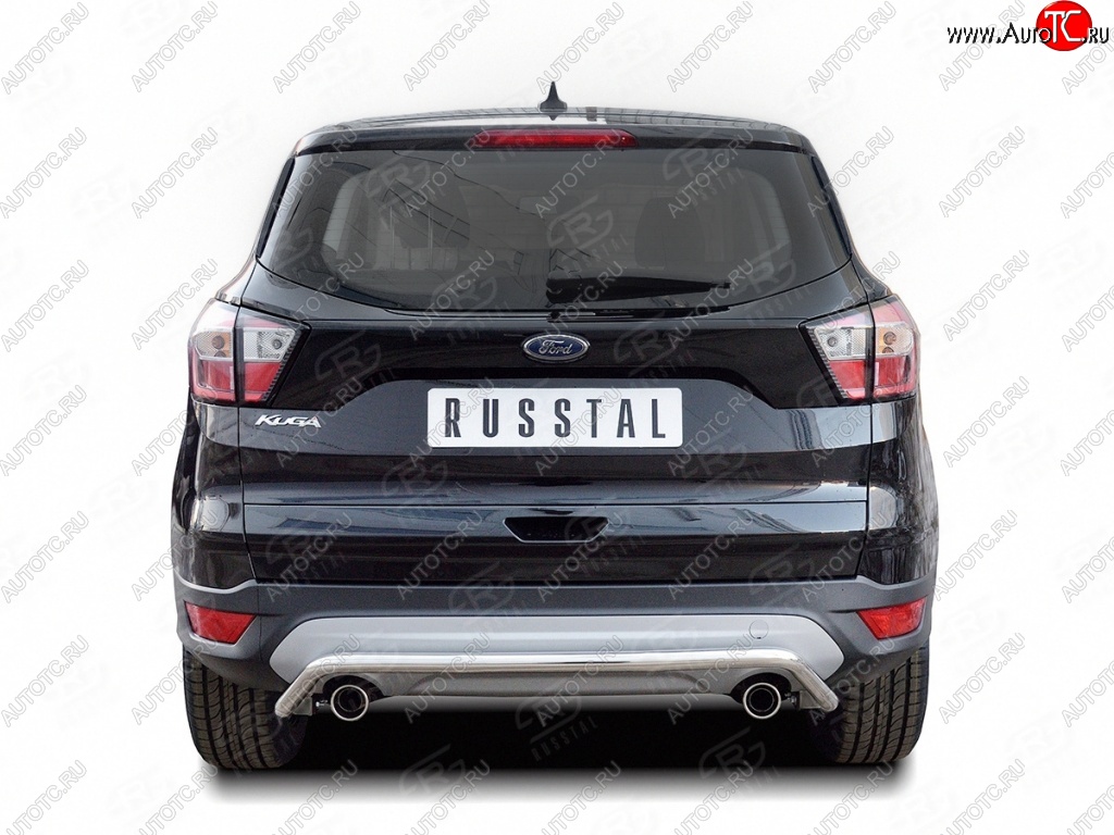 11 449 р. Защита заднего бампера (Ø42 мм волна, нержавейка) Russtal Ford Kuga 2 рестайлинг (2016-2019)  с доставкой в г. Санкт‑Петербург