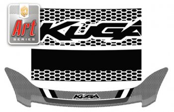 2 299 р. Дефлектор капота CA-Plastiс  Ford Kuga  1 (2008-2013) (Серия Art графит)  с доставкой в г. Санкт‑Петербург. Увеличить фотографию 1