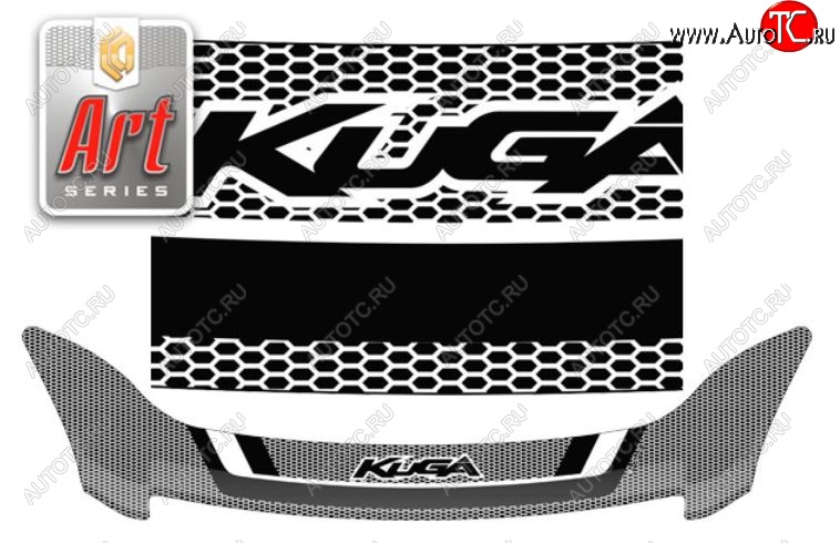 2 299 р. Дефлектор капота CA-Plastiс  Ford Kuga  1 (2008-2013) (Серия Art графит)  с доставкой в г. Санкт‑Петербург