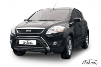 11 789 р. Защита переднего бампера Arbori (низкая, черная, d57 mm) Ford Kuga 1 (2008-2013)  с доставкой в г. Санкт‑Петербург. Увеличить фотографию 1