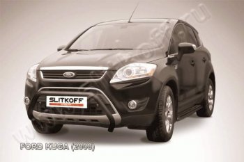 13 499 р. Кенгурятник d57 Slitkoff (низкий) Ford Kuga 1 (2008-2013) (Цвет: серебристый)  с доставкой в г. Санкт‑Петербург. Увеличить фотографию 1