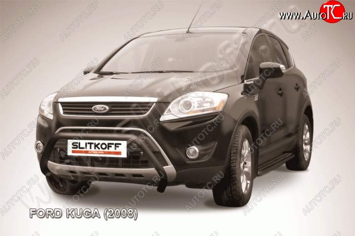 13 499 р. Кенгурятник d57 Slitkoff (низкий) Ford Kuga 1 (2008-2013) (Цвет: серебристый)  с доставкой в г. Санкт‑Петербург