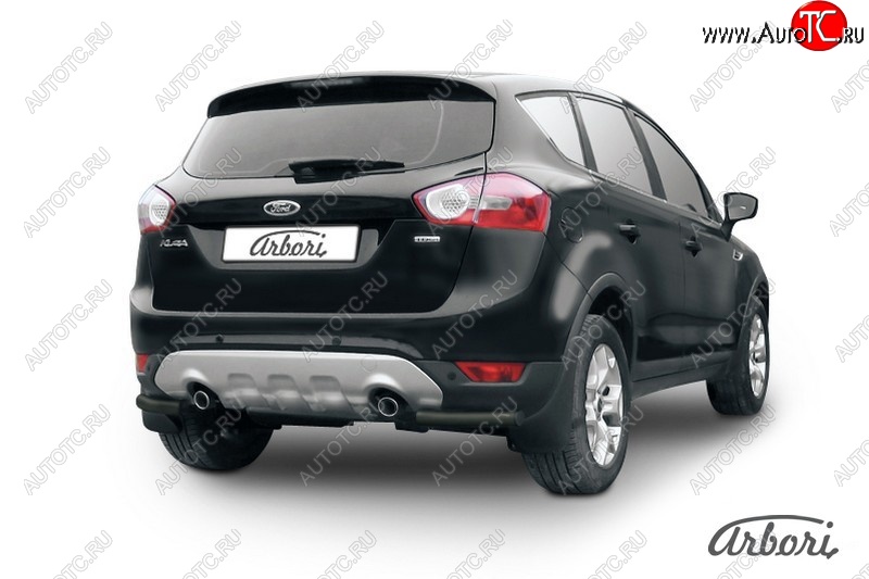 7 019 р. Защита заднего бампера Arbori (уголки, черная, 1 труба d57 mm). Ford Kuga 1 (2008-2013)  с доставкой в г. Санкт‑Петербург