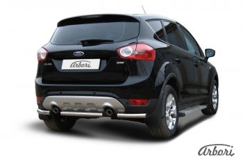 6 389 р. Защита заднего бампера Arbori (нержавейка, 1 труба d57 mm). Ford Kuga 1 (2008-2013)  с доставкой в г. Санкт‑Петербург. Увеличить фотографию 2