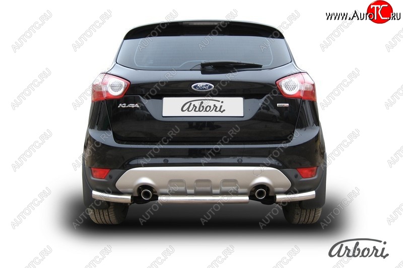 6 389 р. Защита заднего бампера Arbori (нержавейка, 1 труба d57 mm). Ford Kuga 1 (2008-2013)  с доставкой в г. Санкт‑Петербург