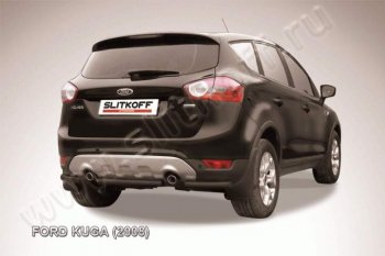 3 899 р. Защита заднего бампера d57 Slitkoff (d57, черная, короткая)  Ford Kuga  1 (2008-2013) (Цвет: серебристый)  с доставкой в г. Санкт‑Петербург. Увеличить фотографию 1