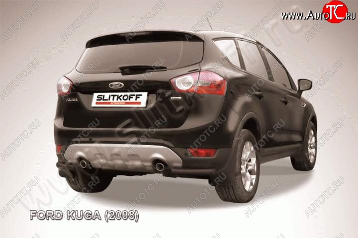 3 899 р. Защита заднего бампера из уголков d57 Slitkoff  Ford Kuga  1 (2008-2013) (Цвет: серебристый)  с доставкой в г. Санкт‑Петербург