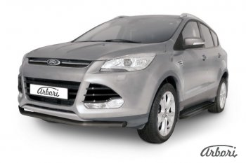 7 019 р. Защита переднего бампера Arbori (черная, 1 труба d57 mm). Ford Kuga 2 дорестайлинг (2013-2016)  с доставкой в г. Санкт‑Петербург. Увеличить фотографию 1