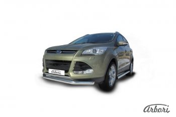 13 319 р. Защита переднего бампера Arbori (нержавейка, 1 труба d76 mm) Ford Kuga 2 дорестайлинг (2013-2016)  с доставкой в г. Санкт‑Петербург. Увеличить фотографию 2