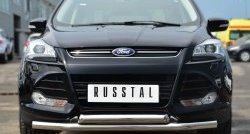 15 649 р. Защита переднего бампера (2 трубыØ76 мм, нержавейка) Russtal Ford Kuga 2 дорестайлинг (2013-2016)  с доставкой в г. Санкт‑Петербург. Увеличить фотографию 1