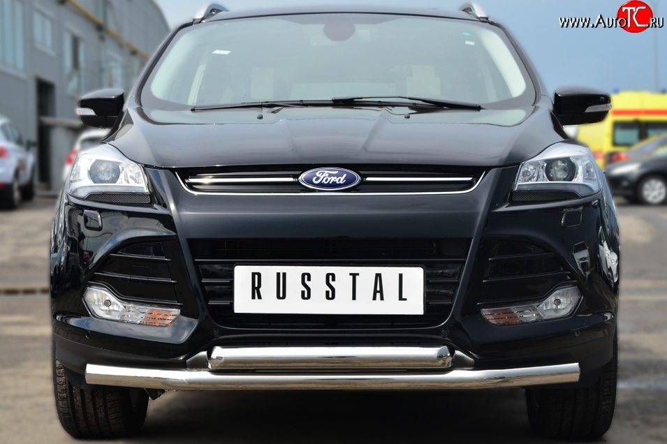 15 649 р. Защита переднего бампера (2 трубыØ76 мм, нержавейка) Russtal Ford Kuga 2 дорестайлинг (2013-2016)  с доставкой в г. Санкт‑Петербург