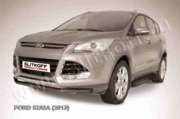 5 999 р. Защита переднего бампера Slitkoff (труба d57)  Ford Kuga  2 (2013-2016) дорестайлинг (Цвет: серебристый)  с доставкой в г. Санкт‑Петербург. Увеличить фотографию 1