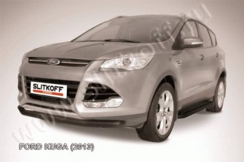 8 199 р. Защита переднего бампера Slitkoff (труба d76)  Ford Kuga  2 (2013-2016) (Цвет: серебристый)  с доставкой в г. Санкт‑Петербург. Увеличить фотографию 1