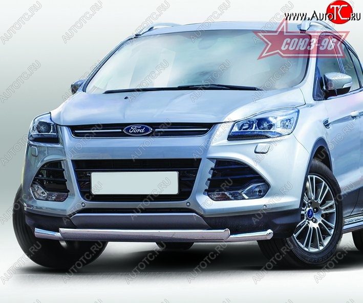 20 339 р. Защита переднего бампера двойная Souz-96 (d60/75х42).  Ford Kuga  2 (2013-2016) дорестайлинг  с доставкой в г. Санкт‑Петербург