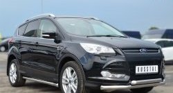 13 849 р. Защита порогов из круглой трубы диаметром 63 мм Russtal Ford Kuga 2 дорестайлинг (2013-2016) (Защита порогов с со скосами на торцах (вариант 1))  с доставкой в г. Санкт‑Петербург. Увеличить фотографию 2