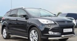 13 849 р. Защита порогов из круглой трубы диаметром 63 мм Russtal  Ford Kuga  2 (2013-2016) дорестайлинг (Защита порогов с со скосами на торцах (вариант 1))  с доставкой в г. Санкт‑Петербург. Увеличить фотографию 12