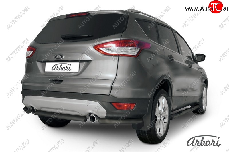 5 399 р. Защита заднего бампера Arbori (черная, 1 труба d57 mm). Ford Kuga 2 дорестайлинг (2013-2016)  с доставкой в г. Санкт‑Петербург