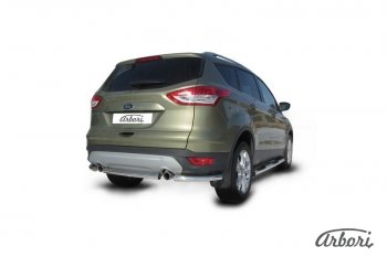 6 389 р. Защита заднего бампера Arbori (нержавейка, 1 труба d57 mm). Ford Kuga 2 дорестайлинг (2013-2016)  с доставкой в г. Санкт‑Петербург. Увеличить фотографию 2