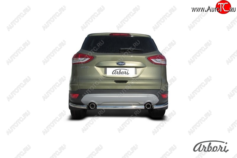 6 389 р. Защита заднего бампера Arbori (нержавейка, 1 труба d57 mm). Ford Kuga 2 дорестайлинг (2013-2016)  с доставкой в г. Санкт‑Петербург