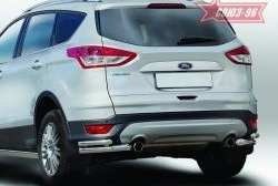 Защита заднего бампера из двойных боковых уголков Souz-96 (d60/42) Ford Kuga 2 дорестайлинг (2013-2016)