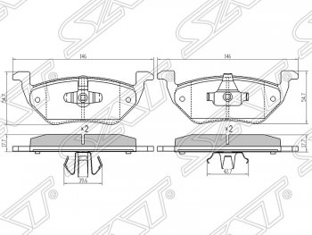 1 249 р. Колодки тормозные задние SAT  Ford Maverick  TM1 (2004-2007), Mazda Tribute (2000-2007)  с доставкой в г. Санкт‑Петербург. Увеличить фотографию 1