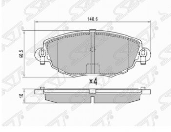 1 169 р. Комплект передних тормозных колодок SAT  Ford Mondeo - Transit  с доставкой в г. Санкт‑Петербург. Увеличить фотографию 1