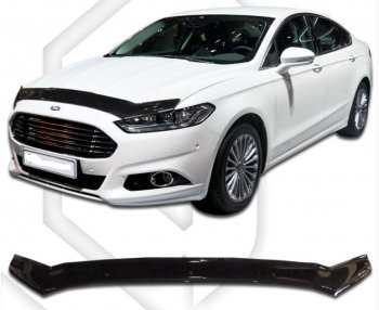 1 799 р. Дефлектор капота CA-Plastiс  Ford Mondeo  MK5 CD391 (2014-2018) (Classic черный, Без надписи)  с доставкой в г. Санкт‑Петербург. Увеличить фотографию 1