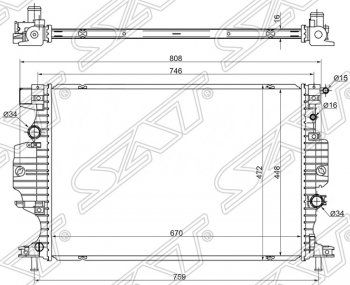 Радиатор двигателя SAT (пластинчатый, 1,5T/2,0T, МКПП/АКПП) Ford Mondeo MK5,CD391 рестайлинг универсал (2018-2020)