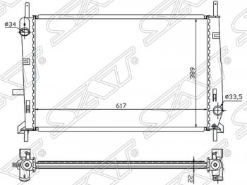 Радиатор двигателя SAT (пластинчатый, 1.6/1.8/2.0, МКПП) Ford Mondeo Mk1,BNP универсал (1992-1996)