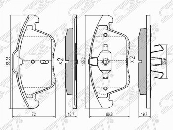 1 429 р. Колодки тормозные передние SAT Ford Mondeo Mk4,BD дорестайлинг, седан (2007-2010)  с доставкой в г. Санкт‑Петербург. Увеличить фотографию 1